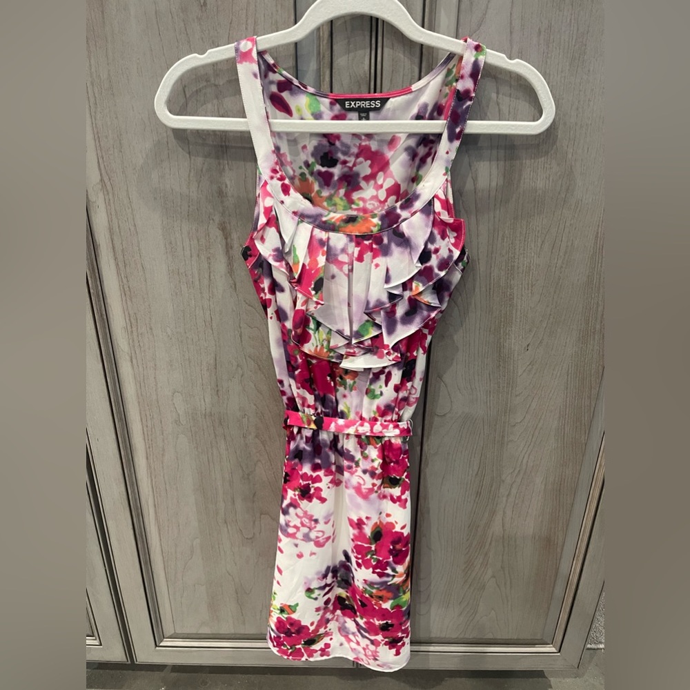 Express Bright Colors Dress W/Tie around Size S/P